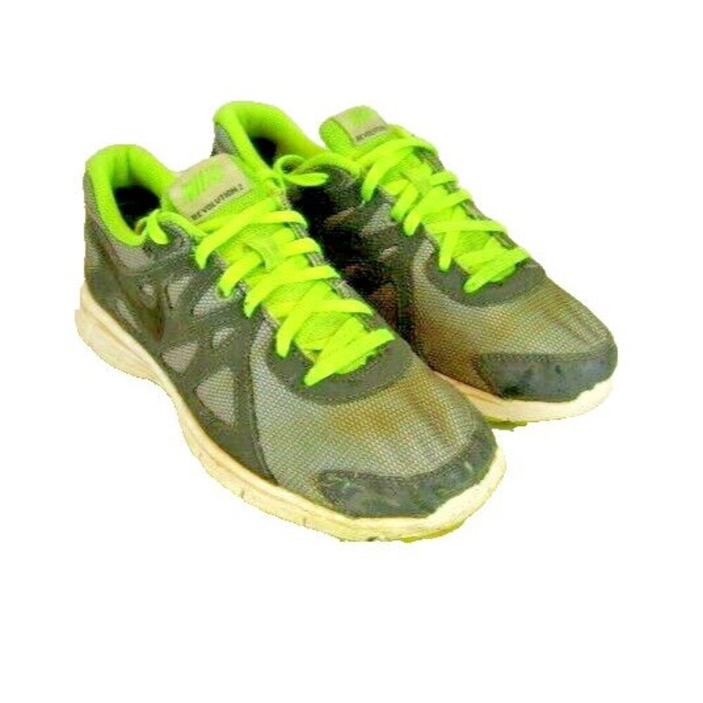 Youth Nike Revolution 2 Lime Gray Running Sneakers Athletic Shoes sz 5.5Y